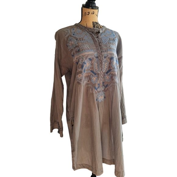 Biya Johnny Was Bohemian Embroidered Blue/Gray Tunic Womens Sz S - Picture 9 of 9